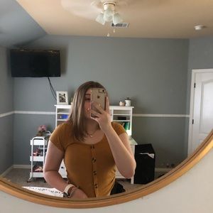 ✰ burnt orange button down fitted shirt ✰